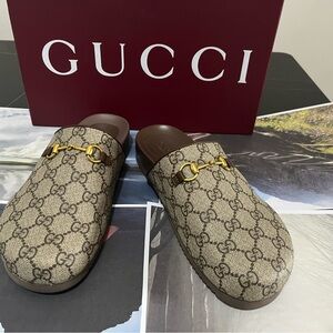 Gucci Brown and Gold Loafers